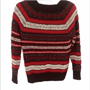 Champs‎ women’s knit sweater Black/red/White Stripe S